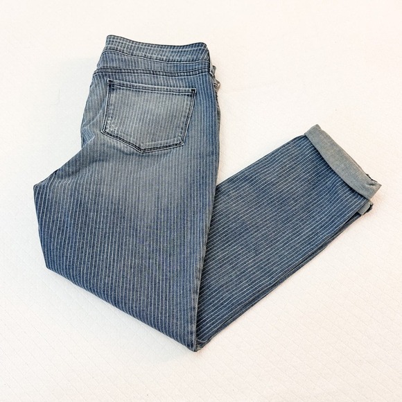 NYDJ Rachel Roll Cuff Ankle Pinstriped Denim Jeans Size 12 NWT - Picture 10 of 10